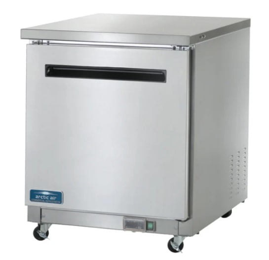 Image depicts a commercial undercounter refrigerator from Arctic Air.