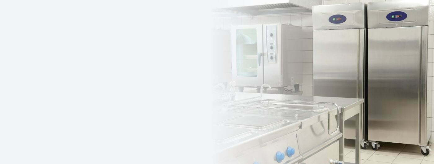 Image depicts a restaurant kitchen with newly installed commercial appliances.