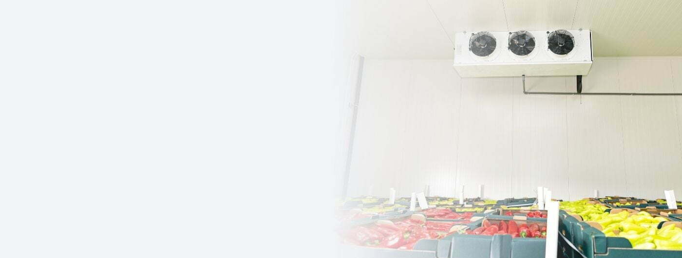 Image depicts a refrigerated storage refrigeration unit for food.