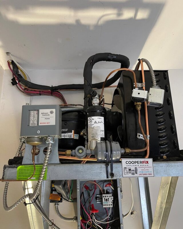 Control panel and condensing unit mounted on the wall