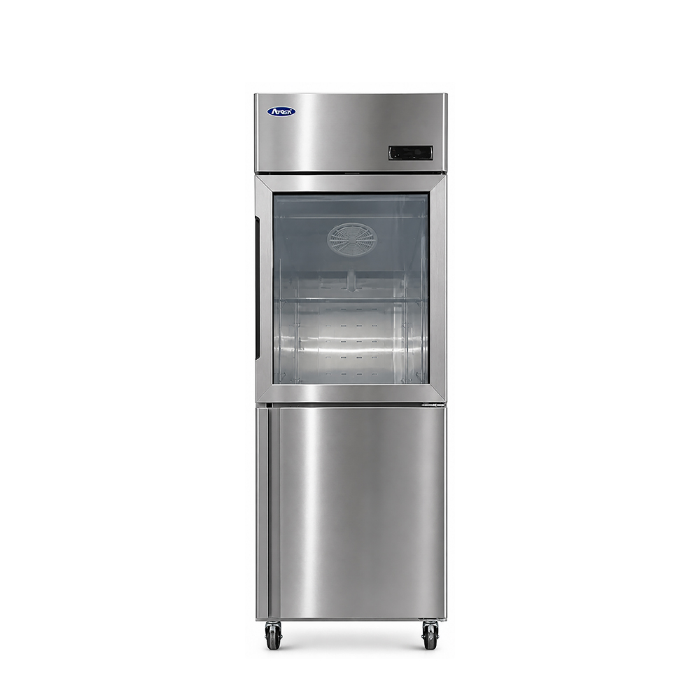 Atosa reach-in freezer with glass and solid doors