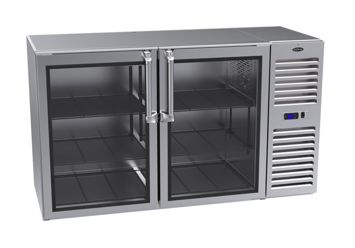 Krowne stainless-steel glass-door back-bar cabinet