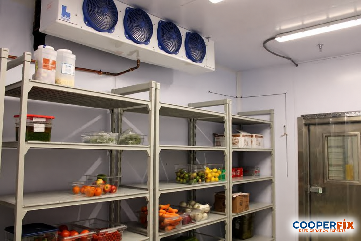 Chilled walk-in storage with refrigeration equipment