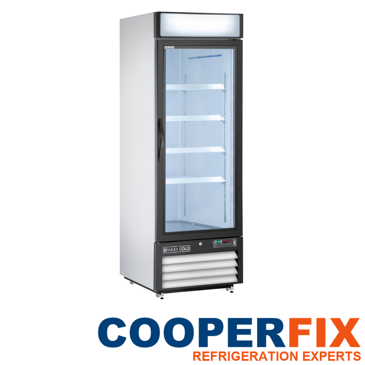 Maxx Cold MXM1-23FHC commercial merchandiser freezer with a single glass door