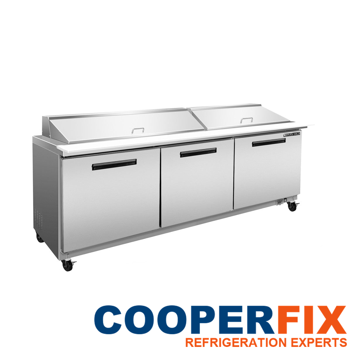 Maxx Cold MXCR72SHC three-door refrigerated sandwich and salad preparation station