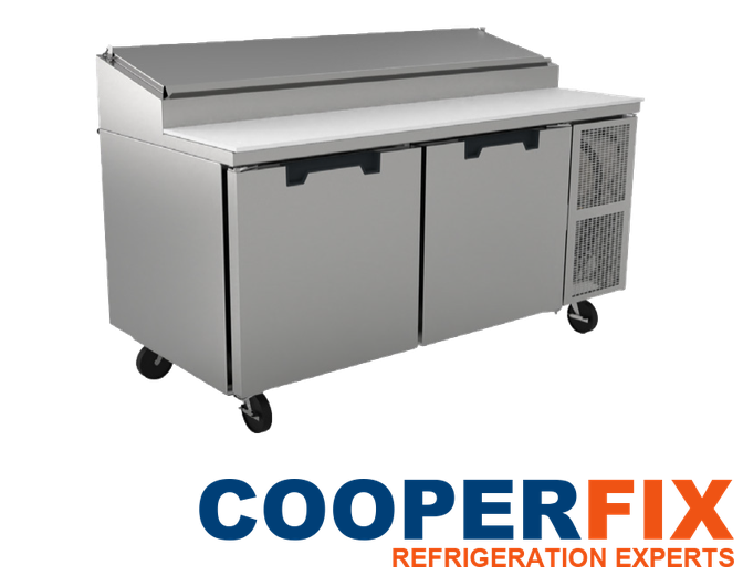 Randell raised-rail refrigerated preparation table shown by the manufacturer