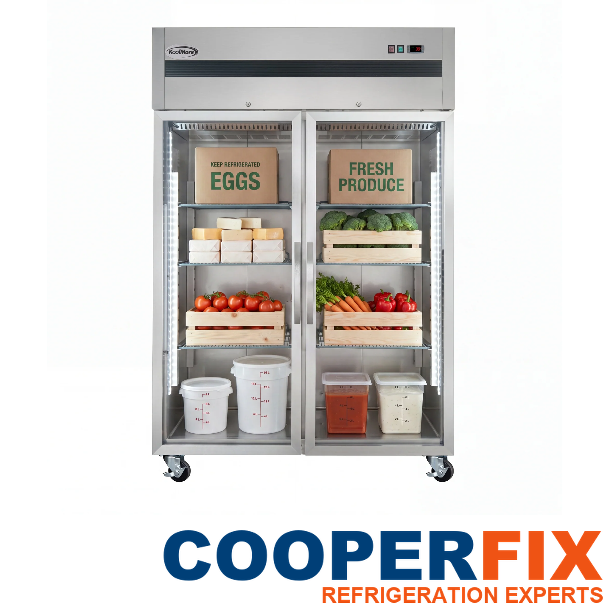 Koolmore KM-RIR-2D-GD-TM commercial reach-in refrigerator