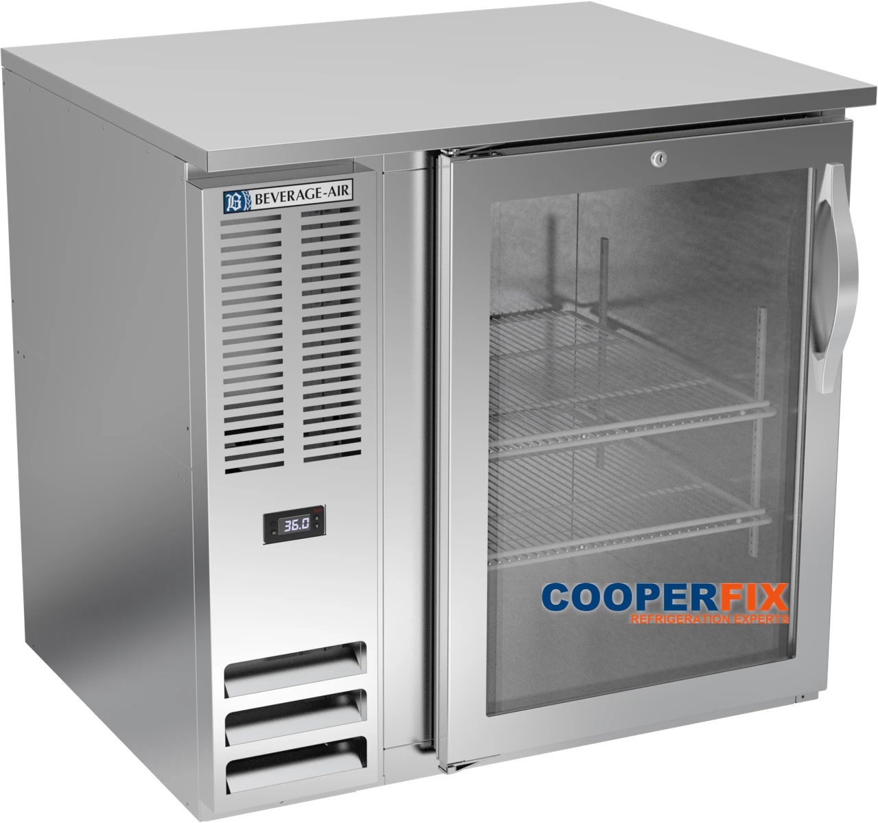 Beverage-Air BB36HC-G-S glass-front commercial back-bar cooler