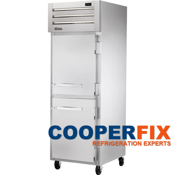 True STG1F-2HS-HC commercial reach-in freezer with two solid half doors.