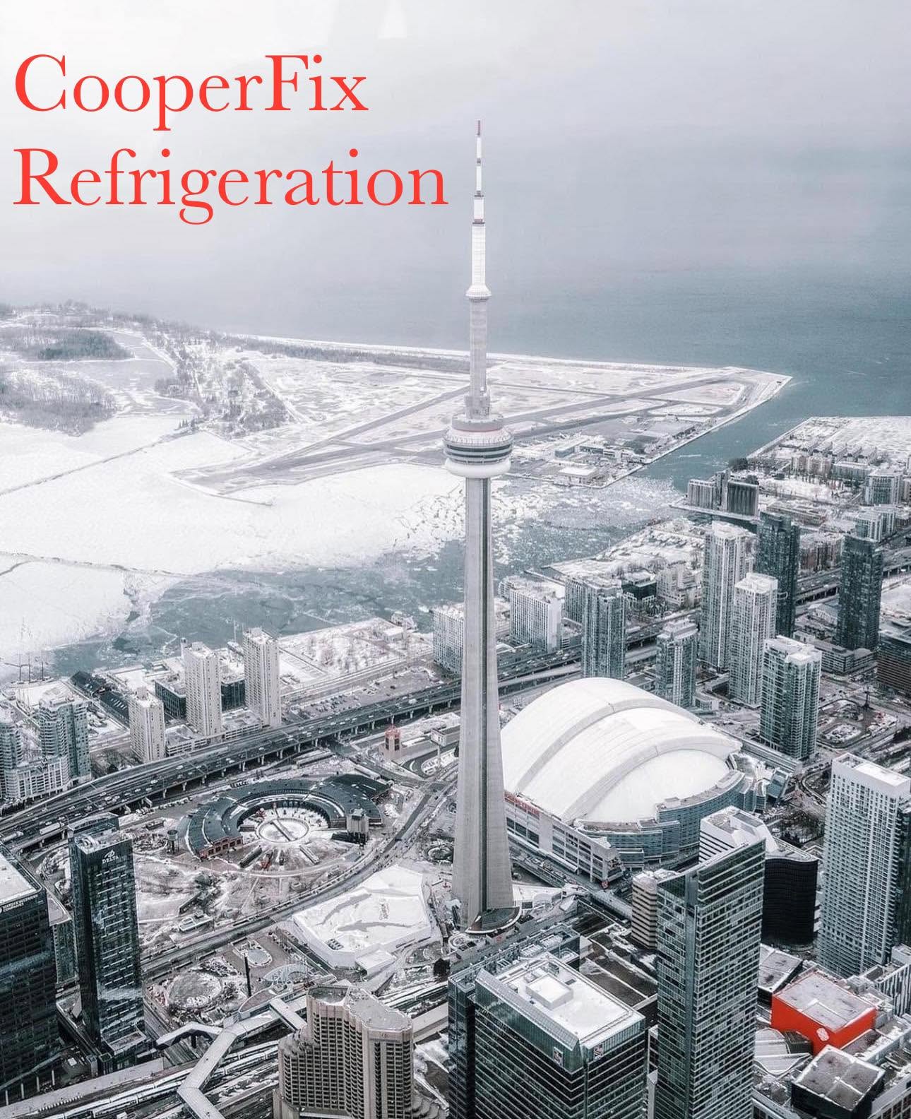 CooperFix Refrigeration branded photograph of Toronto skyline and CN Tower